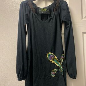 Green Dragon peacock feather tunic shirt